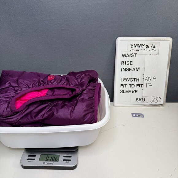 The North Face Girls 550 Fill Vest Size L Pink Purple Reversible Down Puffer - Picture 11 of 14